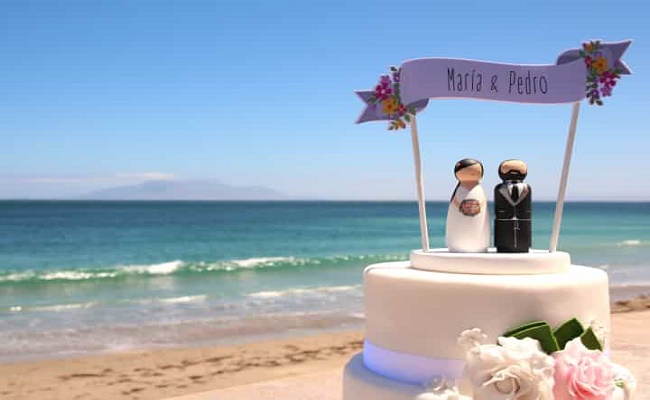 pastel de boda para la playa